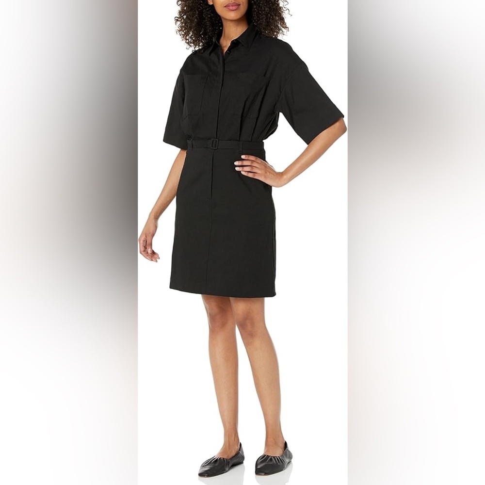 Theory Women's Casual Dr.eco Crunch Short Belted Dress Size 4 Black - Picture 11 of 11